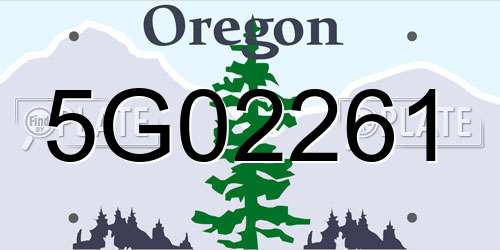 5G02261 Oregon License Plate