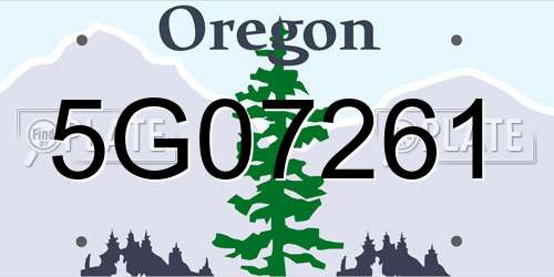 5G07261 Oregon License Plate