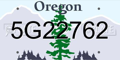 5G22762 Oregon License Plate