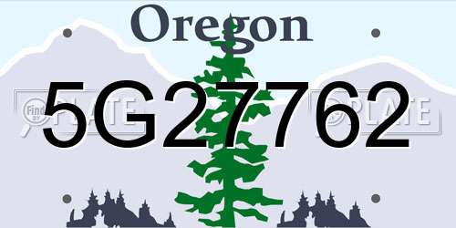 5G27762 Oregon License Plate