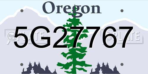 5G27767 Oregon License Plate