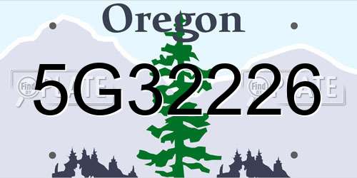 5G32226 Oregon License Plate