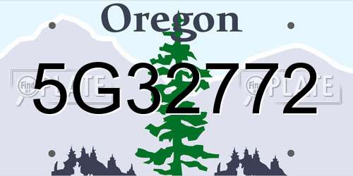 5G32772 Oregon License Plate