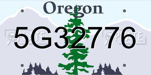 5G32776 Oregon License Plate