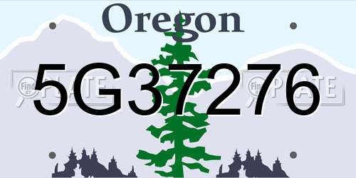 5G37276 Oregon License Plate