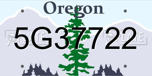5G37722 Oregon License Plate