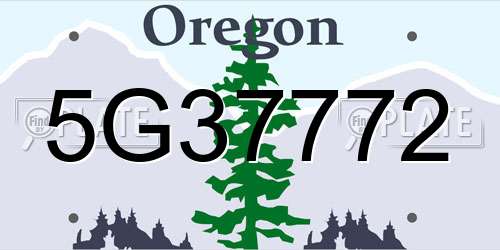 5G37772 Oregon License Plate