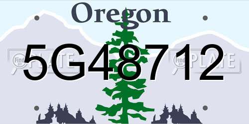 5G48712 Oregon License Plate