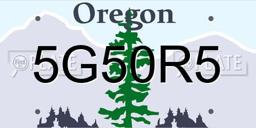 5G50R5 Oregon License Plate