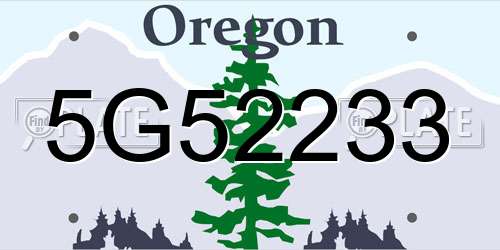 5G52233 Oregon License Plate