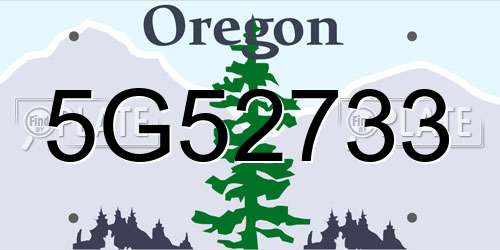 5G52733 Oregon License Plate