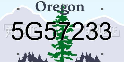 5G57233 Oregon License Plate