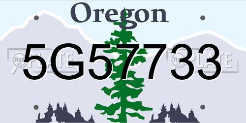 5G57733 Oregon License Plate
