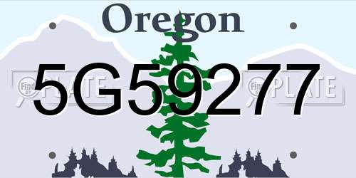 5G59277 Oregon License Plate