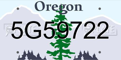 5G59722 Oregon License Plate