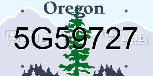 5G59727 Oregon License Plate