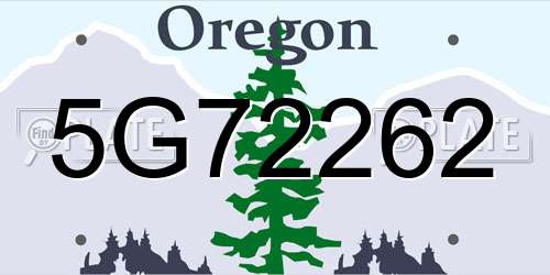 5G72262 Oregon License Plate