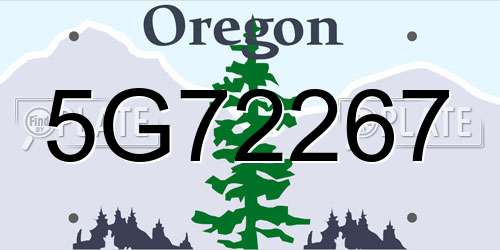 5G72267 Oregon License Plate