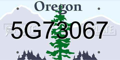 5G73067 Oregon License Plate