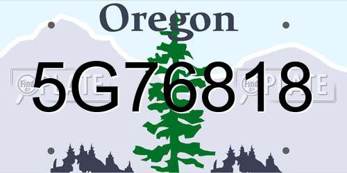 5G76818 Oregon License Plate