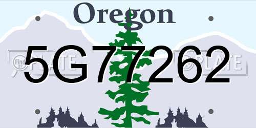 5G77262 Oregon License Plate