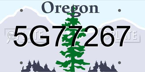 5G77267 Oregon License Plate