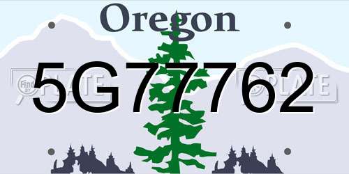 5G77762 Oregon License Plate