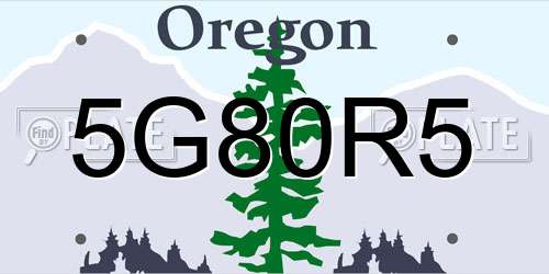 5G80R5 Oregon License Plate