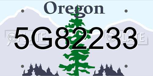 5G82233 Oregon License Plate