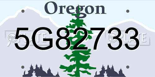 5G82733 Oregon License Plate
