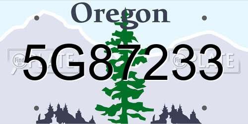 5G87233 Oregon License Plate