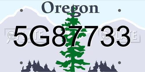 5G87733 Oregon License Plate
