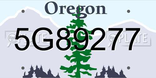 5G89277 Oregon License Plate