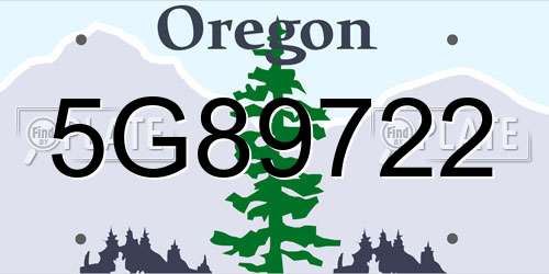 5G89722 Oregon License Plate