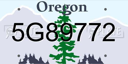 5G89772 Oregon License Plate