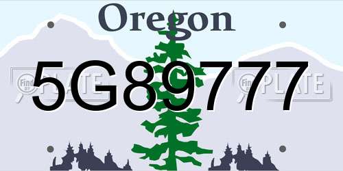 5G89777 Oregon License Plate