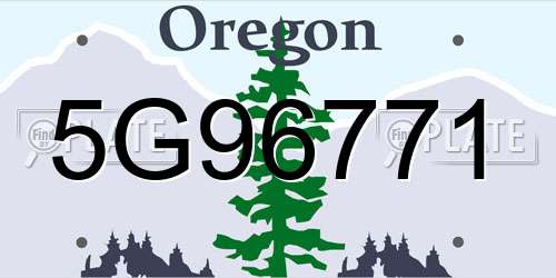 5G96771 Oregon License Plate
