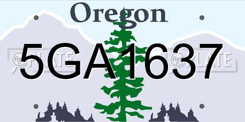 5GA1637 Oregon License Plate