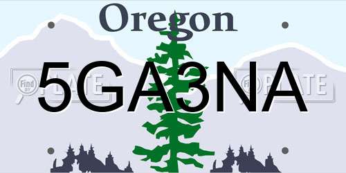 5GA3NA Oregon License Plate