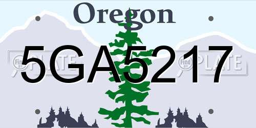 5GA5217 Oregon License Plate
