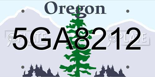 5GA8212 Oregon License Plate