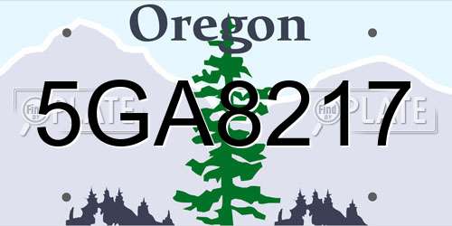 5GA8217 Oregon License Plate