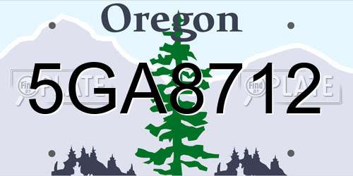 5GA8712 Oregon License Plate