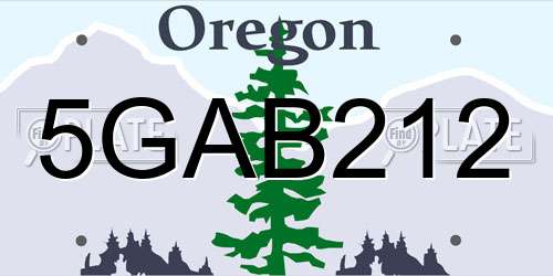 5GAB212 Oregon License Plate