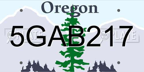 5GAB217 Oregon License Plate