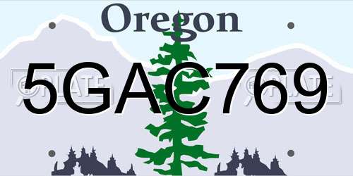 5GAC769 Oregon License Plate