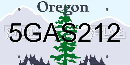 5GAS212 Oregon License Plate
