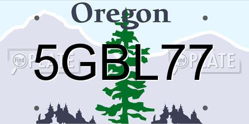 5GBL77 Oregon License Plate