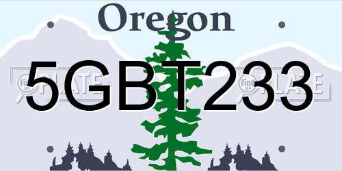 5GBT233 Oregon License Plate