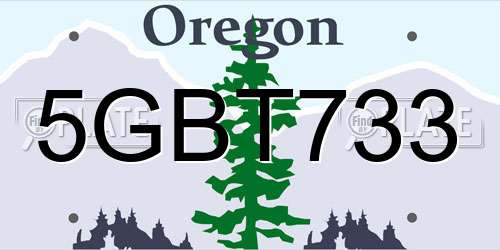 5GBT733 Oregon License Plate